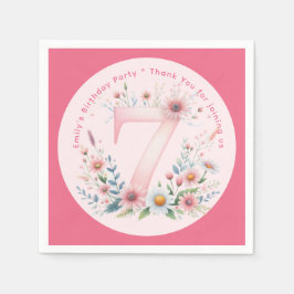 Bloemige 7e verjaardag Aangepaste Zeven Feeënprins Servet