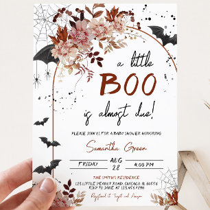 Bloemige A Little Boo Baby Shower Kaart