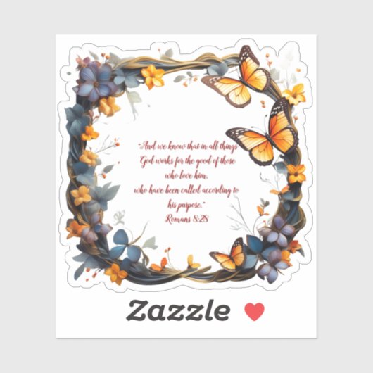 Bloemige aanpasbare bibe-vers op maat gesneden vin sticker (Vel)