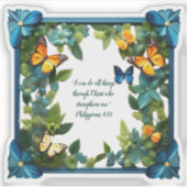 Bloemige Aanpasbare Bijbeltekst Vinyl Stickers op  (Voorkant)