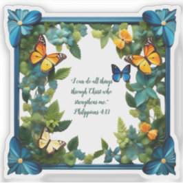 Bloemige Aanpasbare Bijbeltekst Vinyl Stickers op 