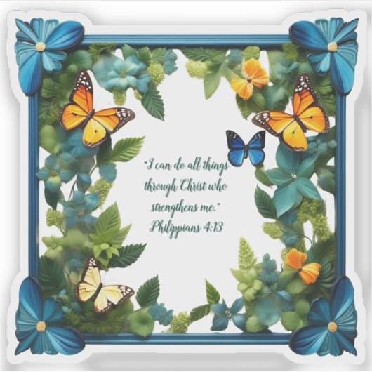 Bloemige Aanpasbare Bijbeltekst Vinyl Stickers op  (Voorkant)