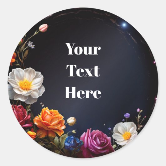 Bloemige aanpasbare sticker feest/huwelijk (Voorkant)