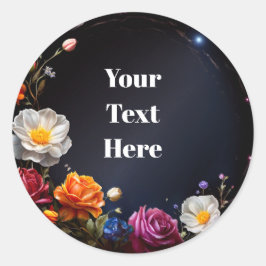 Bloemige aanpasbare sticker feest/huwelijk