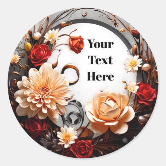Bloemige Aanpasbare Sticker Feest/Huwelijken (Voorkant)