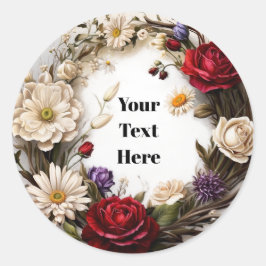 Bloemige aanpasbare sticker feest/huwelijken