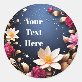 Bloemige aanpasbare sticker feest/huwelijken