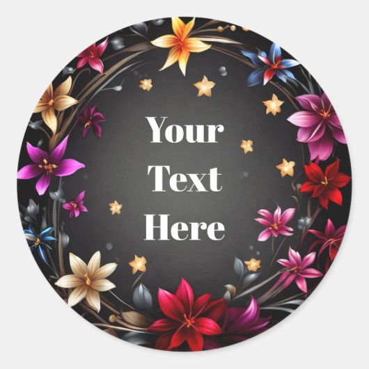 Bloemige aanpasbare sticker feestjes/huwelijken (Voorkant)