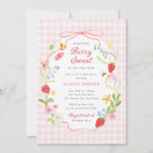 Bloemige Aardbei Baby Shower Kaart (Voorkant)