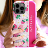 Bloemige aardbeien aangepaste gepersonaliseerde na Case-Mate iPhone case