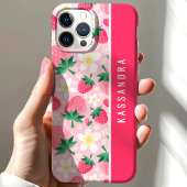 Bloemige aardbeien aangepaste gepersonaliseerde na Case-Mate iPhone case
