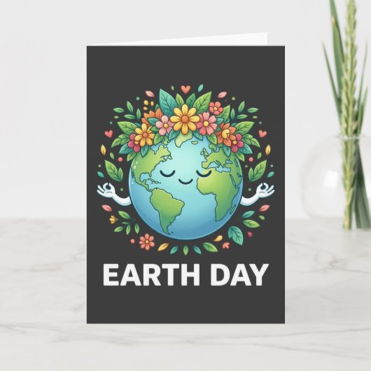 Bloemige Aarde Dag esthetiek cute planeet met bloe Kaart (Voorkant)