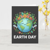 Bloemige Aarde Dag esthetiek cute planeet met bloe Kaart (Gele Bloem)