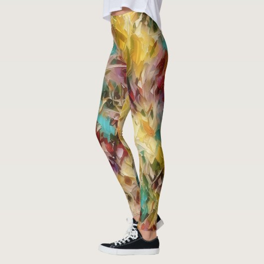 Bloemige Abstracte Kleurrijke Kunst Leggings (Links)