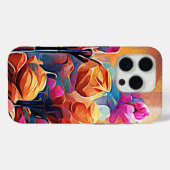 Bloemige Abstracte Kunst Oranje Rode Blauwe Bloeme Case-Mate iPhone Case (Achterkant (horizontaal))