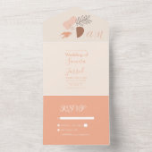 Bloemige Abstracte Vormgeving Bruiloft All In One Uitnodiging (Binnen)