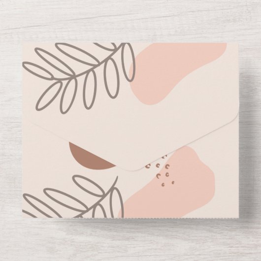 Bloemige Abstracte Vormgeving Bruiloft All In One Uitnodiging (Achterkant)