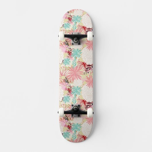Bloemige achtergrond 4 persoonlijk skateboard (Voorkant)