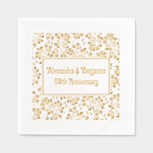Bloemige achtergrond elke gelegenheid - 50ste verj folie servetten (Voorkant)