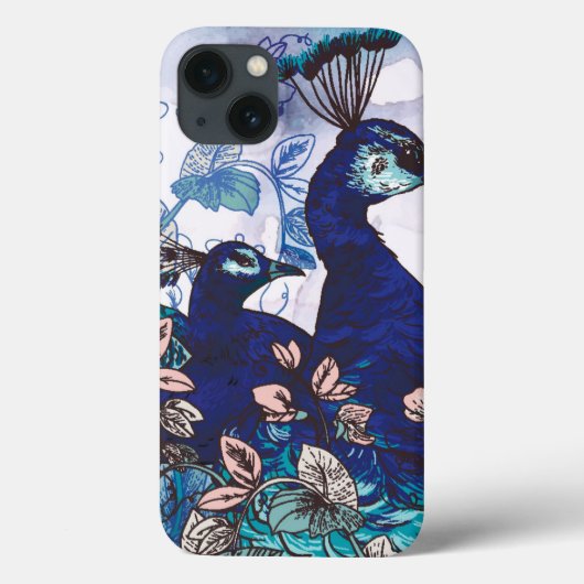 Bloemige achtergrond met pauwen Case-Mate iPhone case (Achterkant)
