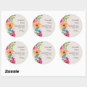 Bloemige afstudeer bedank sticker als feestfavorie (Vel)