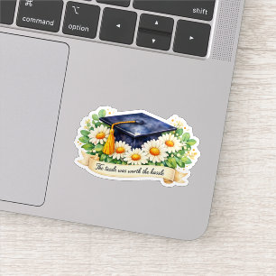 Bloemige afstudeerkaart Schattige waterverf afstud Sticker
