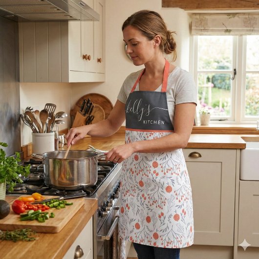 Bloemige All-Over Print Keuken Schort