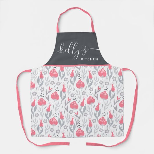 Bloemige All-Over Print Schort (Voorkant)