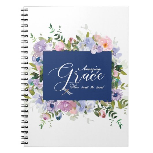 Bloemige Amazing grace notitieboek (Voorkant)