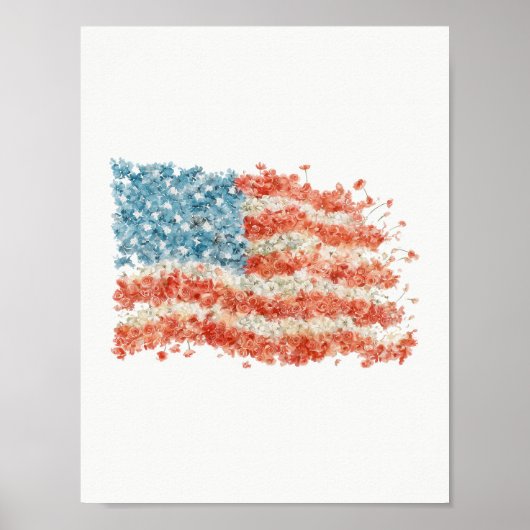 Bloemige Amerikaanse vlag Poster (Voorkant)