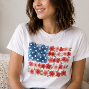 Bloemige Amerikaanse Vlag T-shirt