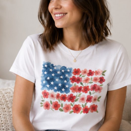 Bloemige Amerikaanse Vlag T-shirt