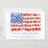 Bloemige Amerikaanse Vlag Uitnodiging (Voorkant)