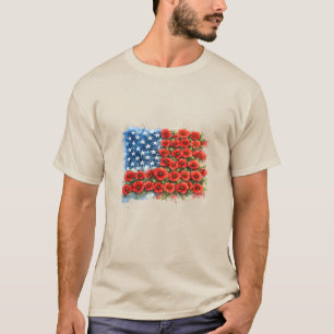 Bloemige Amerikaanse vlagPatriottische bloem, 4 ju T-shirt