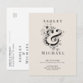 BLOEMIGE AMPERSAND Blush Huwelijksverlovingsfeest Aankondigingskaart (Voorkant / Achterkant)