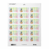Bloemige Ananas Confetti Holografisch Iriserend Etiket (Full Sheet)