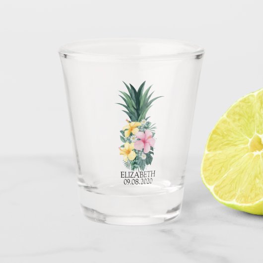 Bloemige Ananas Shot Glas (Voorkant)