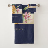 Bloemige Ananas,Streep Bad Handdoek (Insitu)