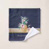 Bloemige Ananas,Streep Bad Handdoek (Wasdoekje)
