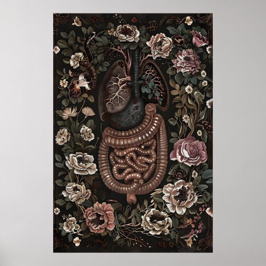 Bloemige Anatomie Kunstprint, Gotische Darm Longen Poster (Voorkant)