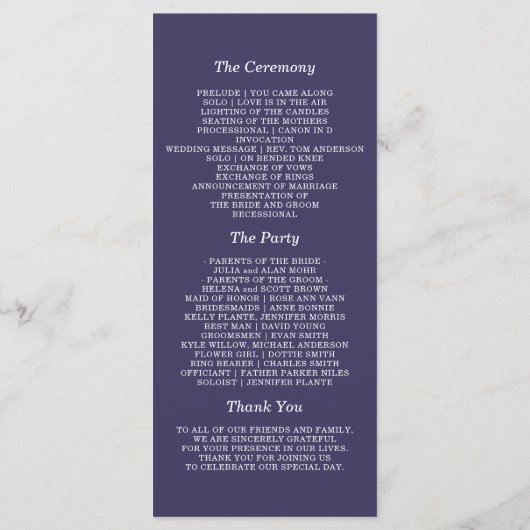 Bloemige Anemoon Paarse Bruiloft Programmakaart (Achterkant)