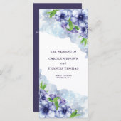 Bloemige Anemoon Paarse Bruiloft Programmakaart (Voorkant / Achterkant)