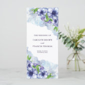 Bloemige Anemoon Paarse Bruiloft Programmakaart (Staand voorkant)