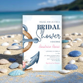 Bloemige anker streep bruidsmeisjersfeestje kaart