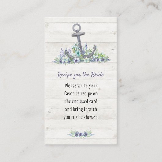Bloemige Ankertaart Bruidsdouche Informatiekaartje (Voorkant)