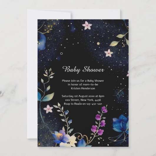 Bloemige Aquarel Baby Shower Uitnodiging (Voorkant)