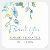 Bloemige Aquarel Blauwe Orchidee Favor Stickers (Voorkant)