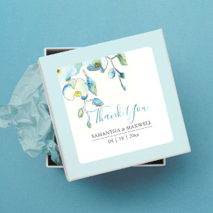 Bloemige Aquarel Blauwe Orchidee Favor Stickers