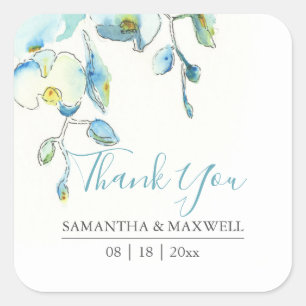 Bloemige Aquarel Blauwe Orchidee Favoriet Stickers