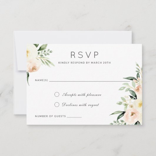 Bloemige Aquarel Blozende Perzik Groene Moderne Kaart (Voorkant)